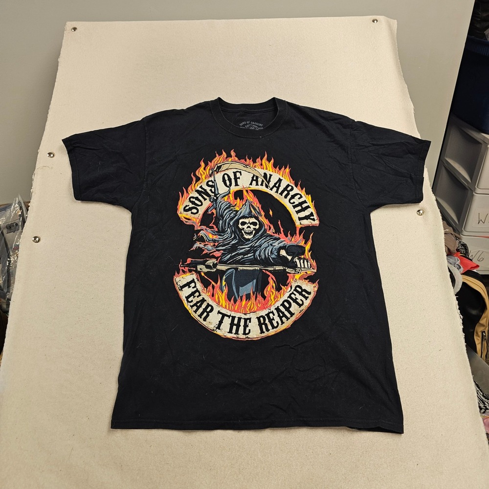 Sons of Anarchy Fear the Reaper Graphic T-Shirt Black XL Biker Grim Reaper Tee